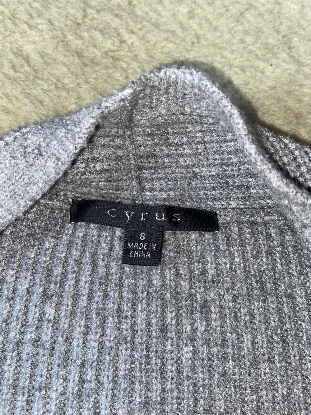Cyrus Heathered Gray Open-Front Ribbed Cardigan - Picture 3 of 5
